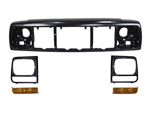 Bundle For 1997-2001 Cherokee Front Header Panel Headlight Door Blk Park Light 5Pcs CH1220115 CH2521127 CH2520127 CH2513157 CH2512157