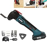 Cordless Oscillating Multi-Tool with Saw Blades, 170W Oscillating Tool 21V 1.5Ah Battery, 6 Speed, Max 20000RPM, Quick Release for Cutting Wood, Nail, Scraping, Sanding
