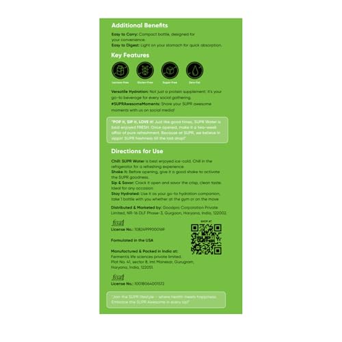 Image of SUPR Refreshing Lemonade Protein Water-330 ML (Pack of 3) | Contain Natural Flavours | Ready To Drink Protein Beverages | Hydrating & Energizing | Ideal For Fitness & Wellness |For Men & Women Both