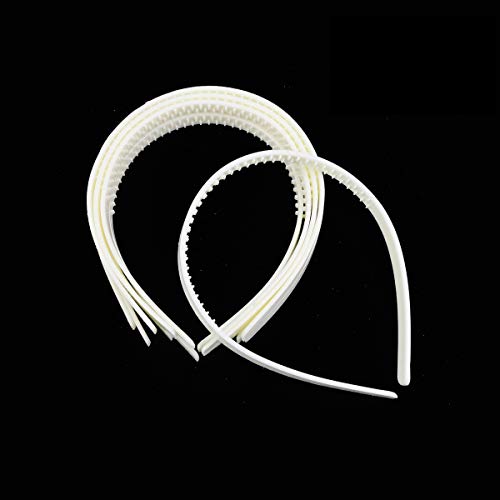 50PCS Amersumer 1/2" Girls Plain No Teeth DIY Plastic Headbands Headwear Hair Accessories (Black） (White With Teeth)