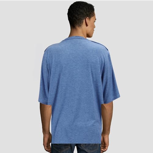 Image of Unisex Post Shoulder Surgery Shirts Recovery Tear Away Short Sleeve Chemo Clothing with Stick On Fasteners, Convenient