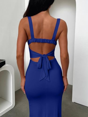 Image of LAGSHIAN Women's Square Neck High Split Hem Evening Long Dress