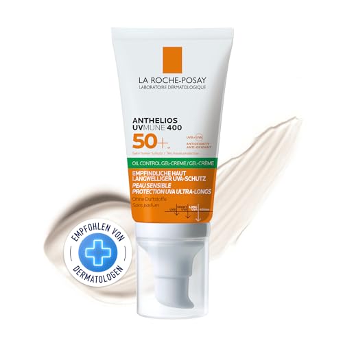 La Roche Posay Anthelios UV Mune 400 Oil Control Fluid, mattierende Gel-Creme mit LSF 50+ für ölige Haut, Mildert Hautglänzen, Mit mattierenden Mikropartikeln und Mexoryl 400, 50 ml