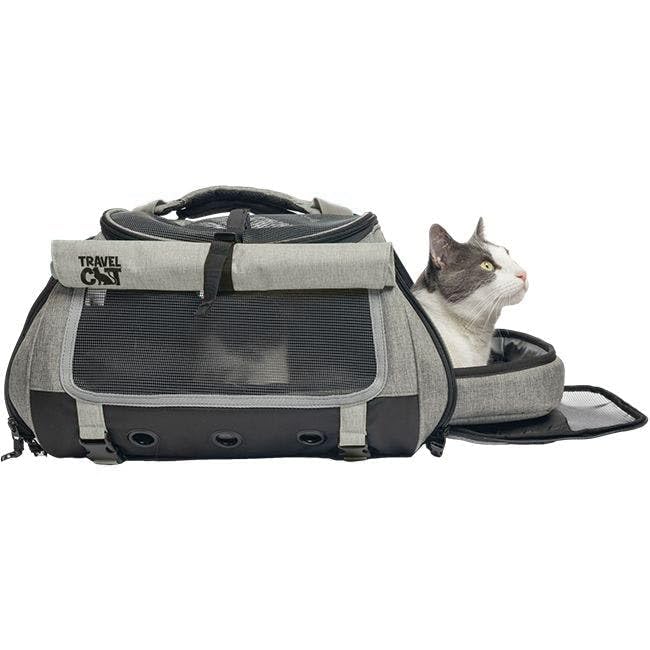 Travel Cat Carrier Bag - Portable Comfort Soft Sided Transpurrter Cat Carrier for Small Medium Cats Kitten up to 30 LBs Airline Approved Backpack with Shoulder Strap (Heather Grey)