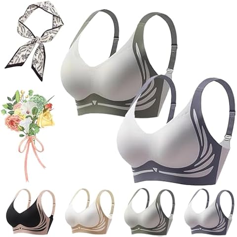 DENGWANG Glamlacy Powerful Push-Up Seamless Bra, Currentlye Brassier, Lushfitting Bra, Zekear Wireless Push-Up Bra (US, Alpha, Medium, Regular, Regular, 2 Pcs E) Cover