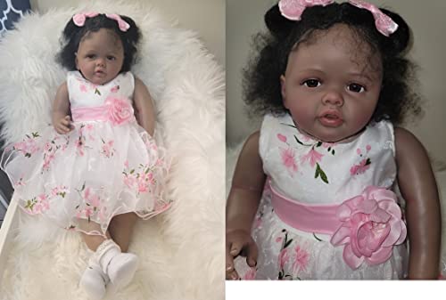 Muñeca Reborn Toddler 28 Pulgadas Piel Oscura miniatura 5