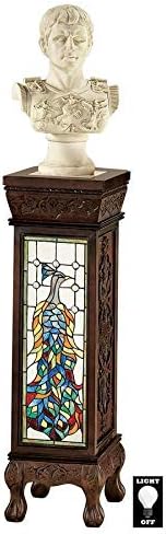 Design Toscano Pedestal hecho a mano iluminado con cristal de pavo real