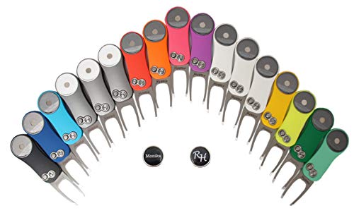 RoLoGOLF Pitchfix Hybrid 2.0, aufklappbare Pitchgabel mit persönlichem Golfball-Marker Cover