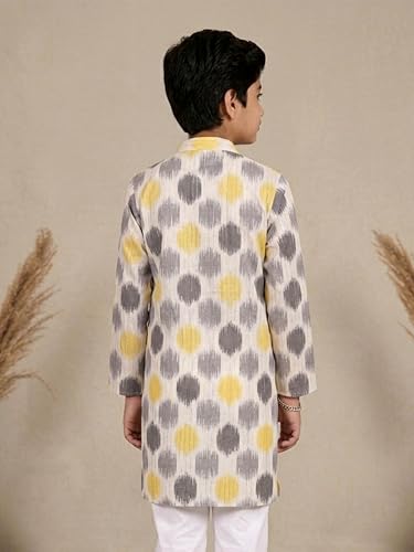 Image of KiddoPanti Boys 100% Cotton Ethnic Motif Printed Short Length Kurta