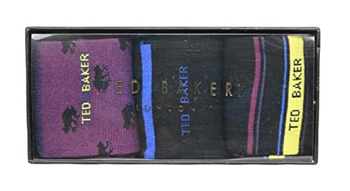 Ted Baker Lot de 3 paires de chaussettes en coton mélangé pour homme Taille unique 3 motifs différents, Divers, taille unique Cover