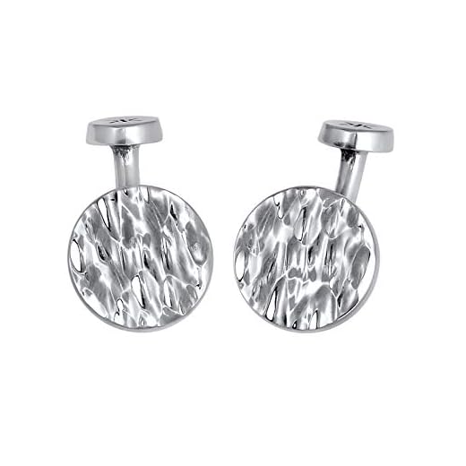 Kuzzoi Runt myntutseende 925 sterling silver hamrade oxiderade manschettknappar för skjorta snygg herrgåva för bröllop och födelsedag