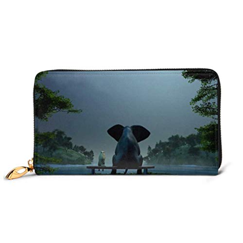 Preisvergleich Produktbild JHGFG Mode Handtasche Reißverschluss Brieftasche Elefant Hund Meditieren Sommernacht Telefon Kupplung Geldbörse Abendkupplung Blockieren Leder Brieftasche Multi Card Organizer