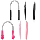 6 Pieces Spring Facial Hair Remover with Eyebrow Remover Trimmer Beveled Tweezers Threading Hair Removal Face Epilator Tool for Women Removes Hair on The Upper Lip Chin Cheeks