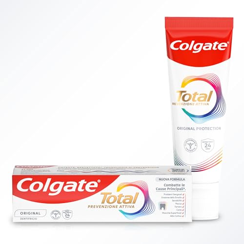 Colgate Dentifricio con Ingredienti Antibatterici Total Original 4 Confezioni da 100 ml I 24h di Protezione di Denti, Lingua, Guance e Gengive I Rimuove la placca I Rafforza e Ripara lo smalto** - Immagine 1