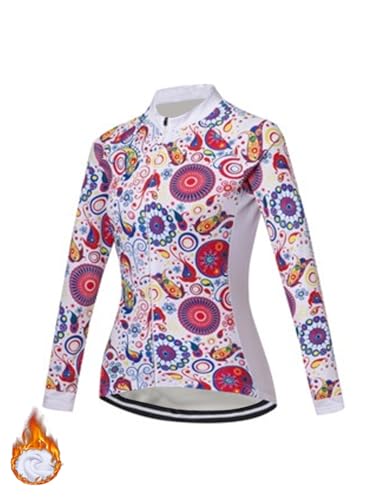 Camiseta feminina de manga comprida para ciclismo de lã térmica de inverno Mountain Road Racing com