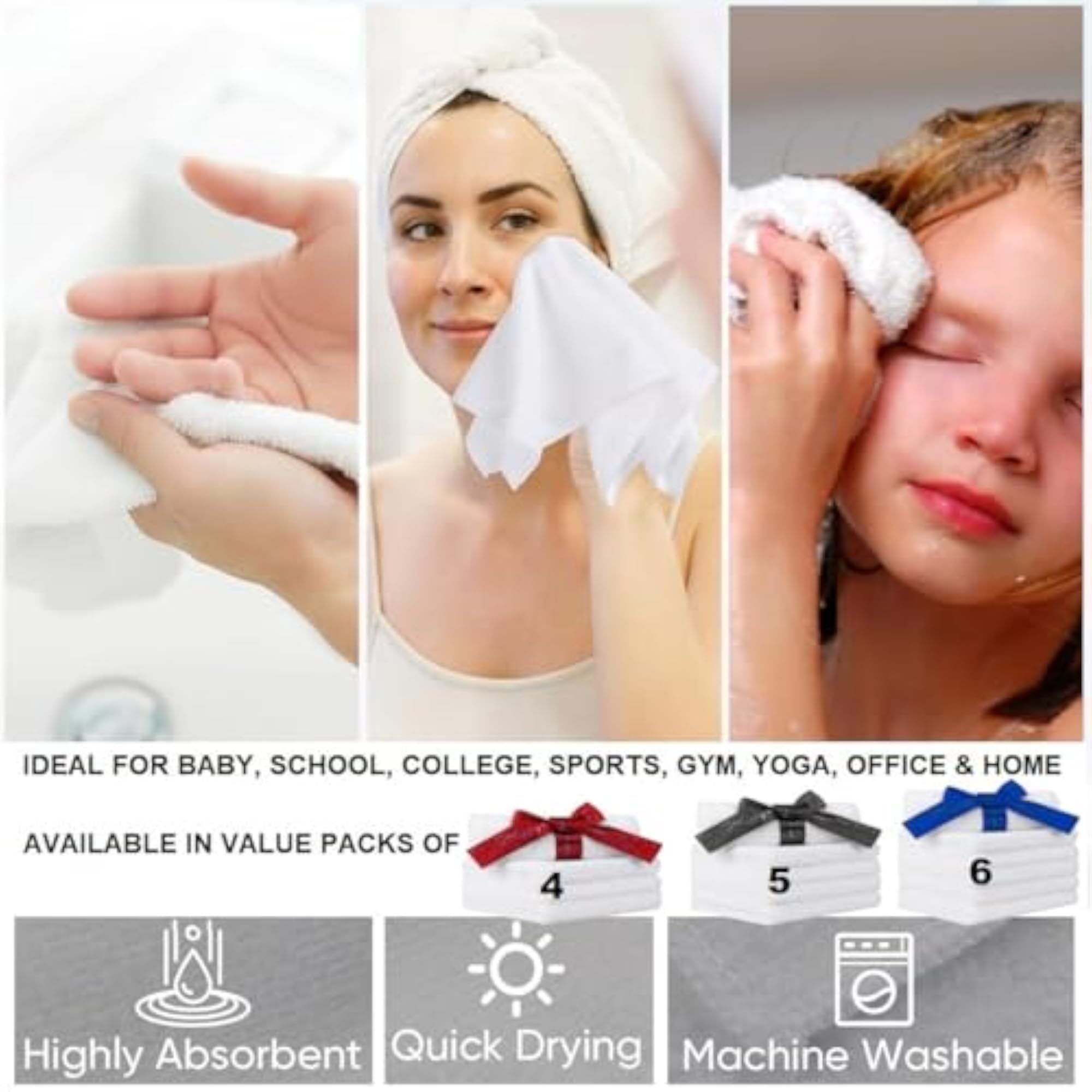 Value Pack Microfiber Face Towel Set, Super Absorbent