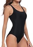 Vevarble Swimming Costume Women Sporty U Back One Piece Swimsuit Athletic Shaping Swimwear Bathing Suits Black,L - Image 3