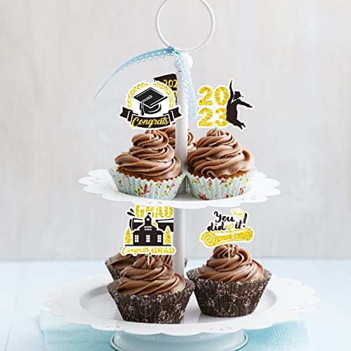 24Pcs Graduation Themed Cupcake Toppers - Class Of 2023 Graduation Cupcake Toppers Supplies, Graduation Cupcake Picks For Cupcake Food Decorations #TOP5