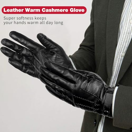 yafeite Genuine Sheepskin Fur Lined Gloves