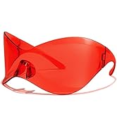 FEISEDY Oversized Shield Futuristic Sunglasses for Women Men Alien Fashion Y2K Wrap Around Visor ...