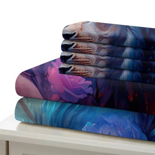 Housse de couette lion en microfibre douce, cadeau idéal pour lit simple - 6