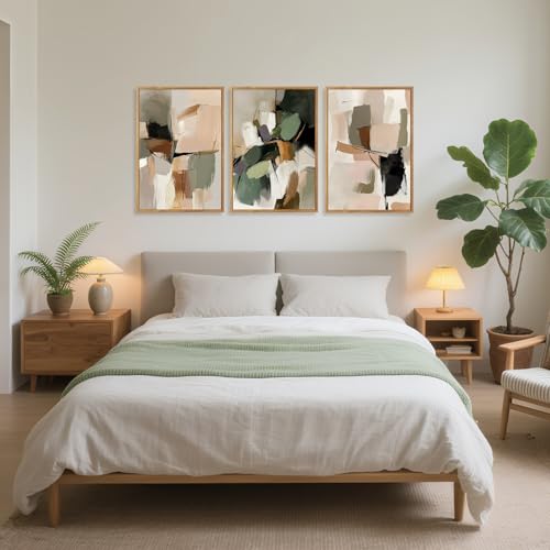 CHDITB Modern Abstract Framed Canvas Wall Art, Minimalist Neutral Wall Decor, Mid Century Poster, Wabi Sabi Painting, Earth Tone Boho Geometric Art Print for Living Room Bedroom Office Decor 12”X16”x3 by CHDITB - Used condition - Image 5