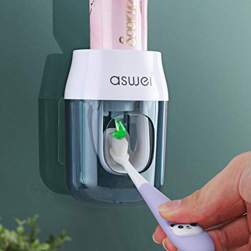 MOPMS Upgrade Toothpaste Dispenser Wall Mount for Bathroom Automatic Toothpaste Squeezer Hands Free for Kids and Adult,Blue,1PCS