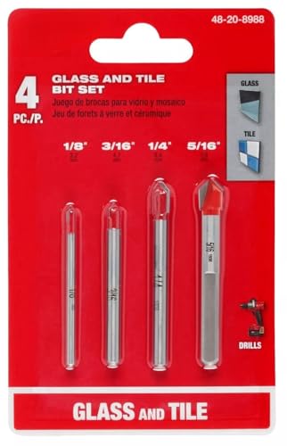 4 Pc 48-20-8988 for Milwaukee Glass and Tile Bit Set 1/8