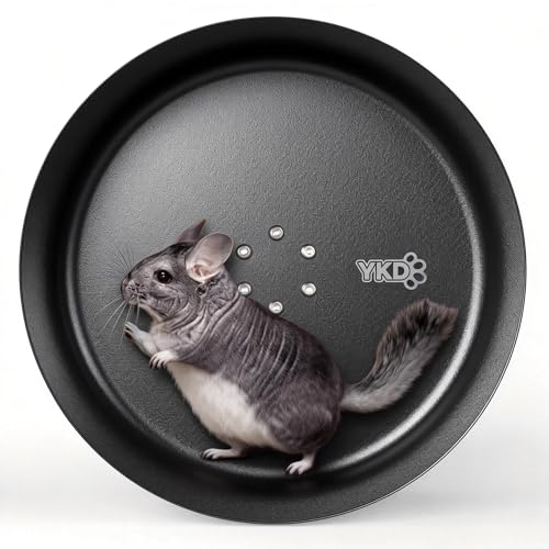 15' Silent Chinchillas Exercise Wheel, Aluminum Alloy Noiseless Running Wheel for Syrian Hamsters, Hedgehogs, Squirrels and Small Pets (Black)