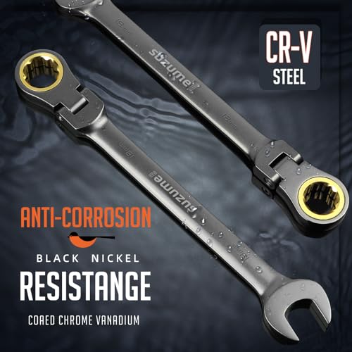 Image of 18mm Flex Head Ratcheting Wrench Metric 72 Teeth Cr-V Steel 15K+ Cycle Locked Gears with 180 Flexible Head Black Nickel Coating