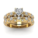 YAHOYA Anillo de Oro para Hombres, Anillo de Mujer de zircón en Forma de corazón, Conjunto de Joyas de Boda de Compromiso Accesorios de Moda