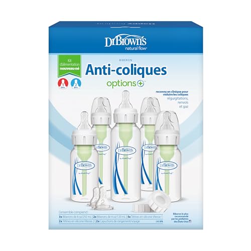 Dr. Brown’s Natural Flow® Anti-Colic Options+™ Narrow Baby Bottle Newborn Gift Set with Baby Bottle Travel Caps
