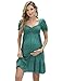 FUNJULY Maternity Dress Women's Maternity Dresses A Line Sweetheart Neck Ruffle Flowy Mini Boho Maternity Dress for Wedding Guest Green S