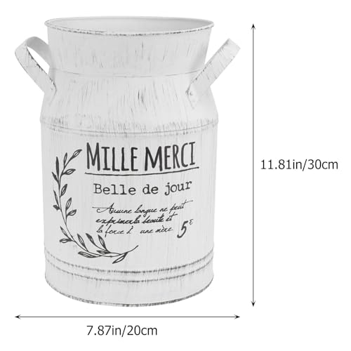 Vase à composition style rétro en tôle galvanisée blanc - 3