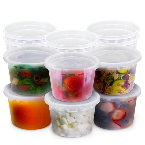 16oz Deli Food Containers with Lids for Leftovers & Storage, 12 Units