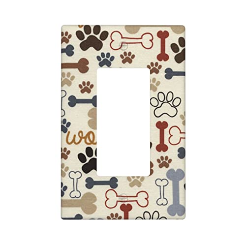 Placa para interruptor de huellas de perro funda de enchufe decorativa de 1 banda 4.6x2.8 2