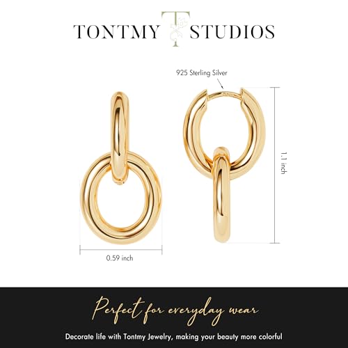 Gold Hoop Earrings for Women 14K Gold Plated Dainty Link Dangle Hoop Earrings Simple Small Huggie Earrings for Women Gold Trendy Jewelry4