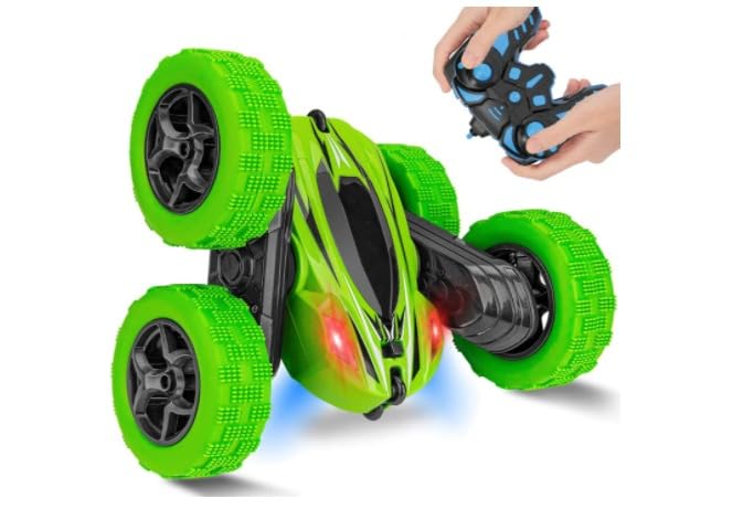 RC Car Toys Remote Control | Stunt Car for 3-12 Year-Old Boys | RC Cars 360 Degree Flips Double Sided Rotating 4WD 2.4Ghz Outdoor Toys Car for Kids Birthday Gifts Green