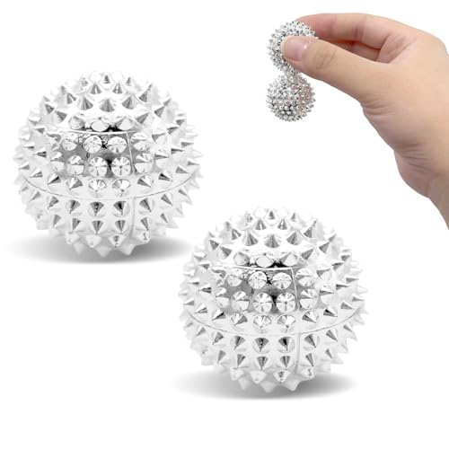 2PCS 32mm Igelball Metall,Magnetic Akupressur Skill Balls,Stachelball,Magnetische Spiky Massage Ball