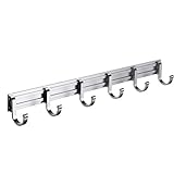 KES A4060H6 Wall Mount Towel Hook Rail/Coat Rack with 6 Flared Top Hooks, Aluminum