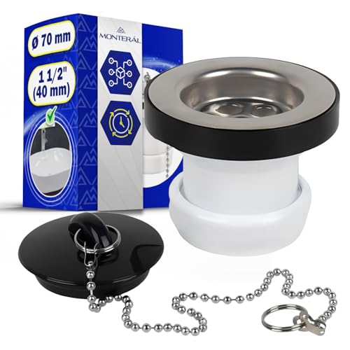 Válvula de Desagüe para Lavabo o Bidé Ø 70 mm y Rosca de 1 1/2' 40 mm - Garantía de 10 Años - MONTERAL