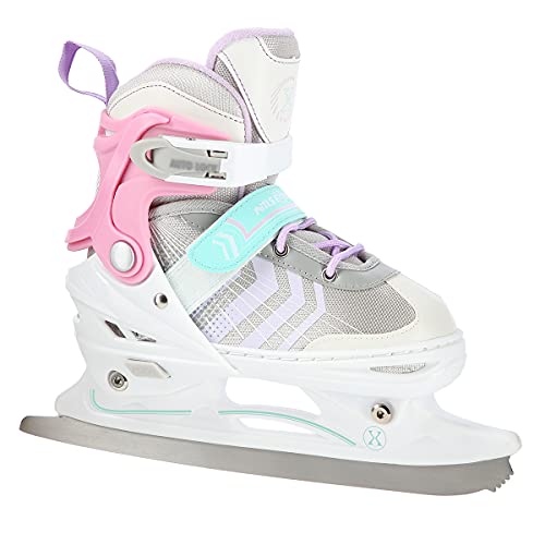 Nils Extreme Smart ABEC7 Patins à glace 4 en 1 réglables Blanc/rose Taille 39-43