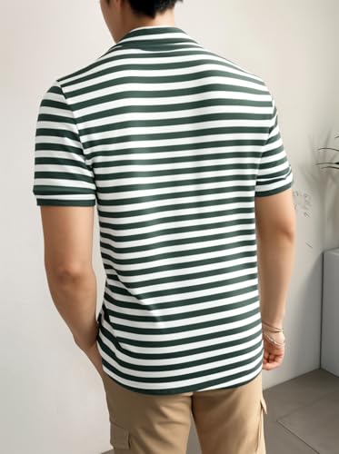 Image of Mack Jonney Men's Striped Cotton Rich Collar Neck T Shirt | Collar Tshirts | Half Sleeves | Striped-Regular Fit-MM485-nw