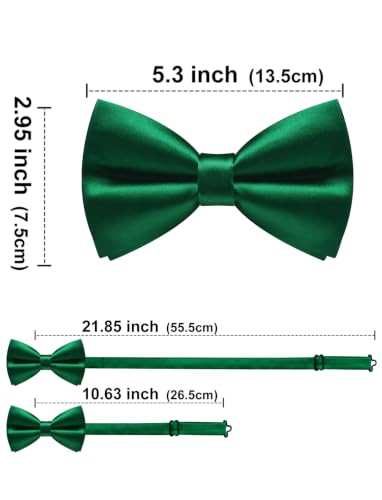 Image of Solid Color Bow Ties for Men Silk Pre-tied Tuxedo Bowtie Set 4PCS | Pre-tied in 3 seconds,adjustable 4PCS bow tie and pocket square cufflinks lapel pin set,wedding,formal,party,prom,graduation