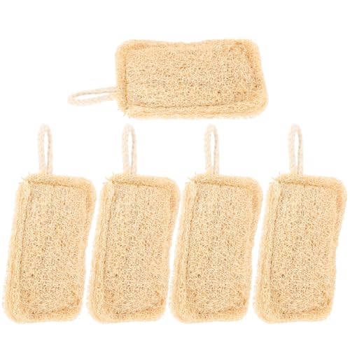 UKCOCO 5 piezas Estropajos de Lufa Natural Reutilizables para Fregar Ollas y Tazas Paquete de Cepillos de Limpieza para Daños Superficies