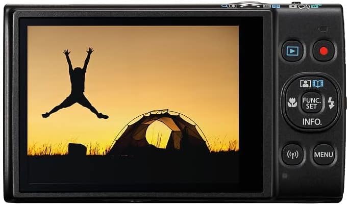 Dèyè view of the Canon PowerShot IXUS 285 HS digital camera with LCD screen and control buttons