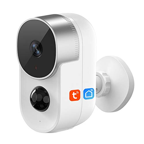 Caméra de Surveillance Extérieure WiFi Batterie Rechargeable, SHIWOJIA Caméra IP Extérieure sans Fil 1080P, Étanche IP66, avec Détection PIR, Audio Bidirectionnel, Vision Nocturne, Tuya Smart Life Cover