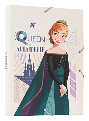 Erik® - Cartella portadocumenti A4 con chiusura elastica angolare, tre lembi, cartone - Disney Frozen 2