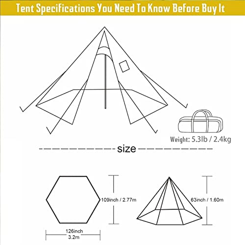 FIREHIKING Hot Tent for Camping Tepee Tent for Adults Ultralight Tipi Tent with Stove Jack and Half Inner Tent 1-2 Person