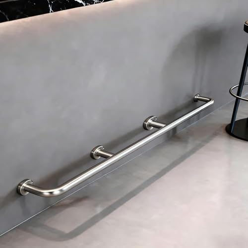 Round Pipe Bar Foot Rest Rail Kit, Stainless Steel Complete Floor Standing Bar Foot Rest - Brass Gold Rail System with Tubing, Wall Brackets, End Caps &amp; Internal Connector(Silver,L 450cm/14.7ft)